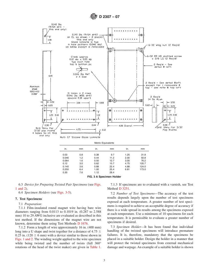 ASTM D2307-07 - Standard Test Method for Thermal Endurance of Film-Insulated Round Magnet Wire