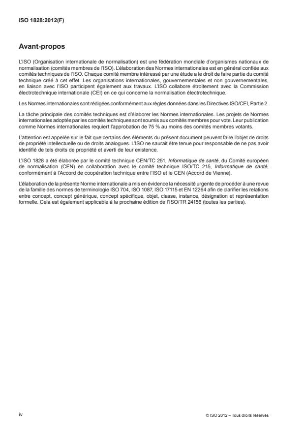 ISO 1828:2012 ISO 1828:2012 - Informatique de santé -- Structure catégorielle pour les systemes terminologiques des interventions chirurgicales - Page 4 preview