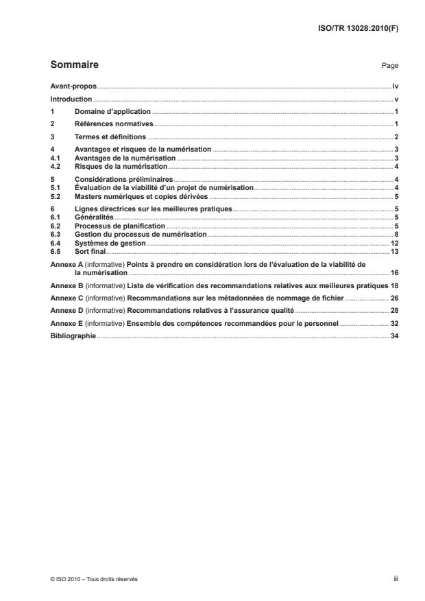 ISO/TR 13028:2010 - Information et documentation -- Mise en oeuvre des lignes directrices pour la numérisation des enregistrements