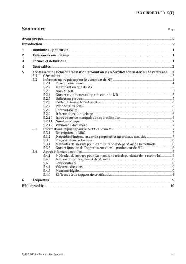 ISO Guide 31:2015 - Matériaux de référence -- Contenu des certificats, des étiquettes et de la documentation d'accompagnement