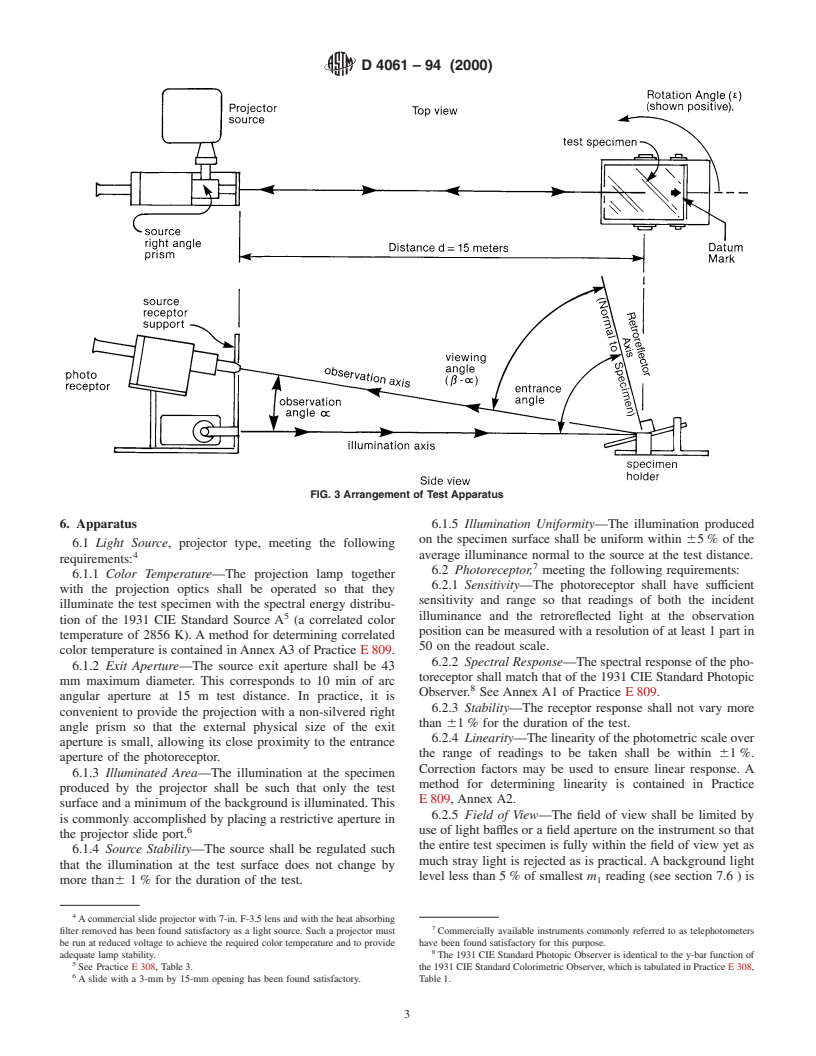 ASTM D4061-94(2000) - Standard Test Method for Retroreflectance of Horizontal Coatings