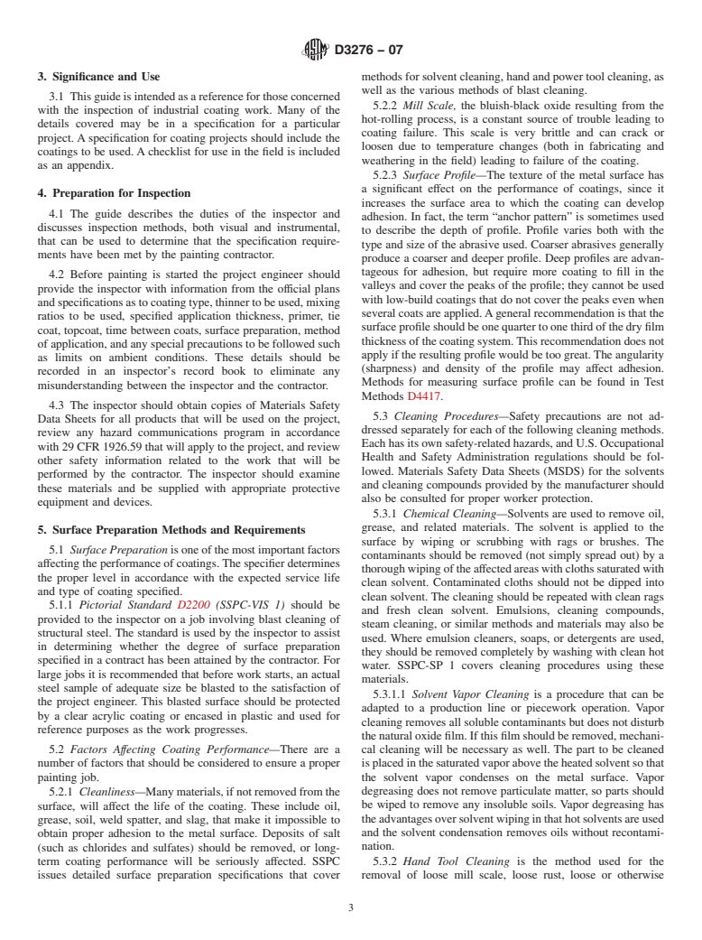 ASTM D3276-07 - Standard Guide for Painting Inspectors (Metal Substrates)