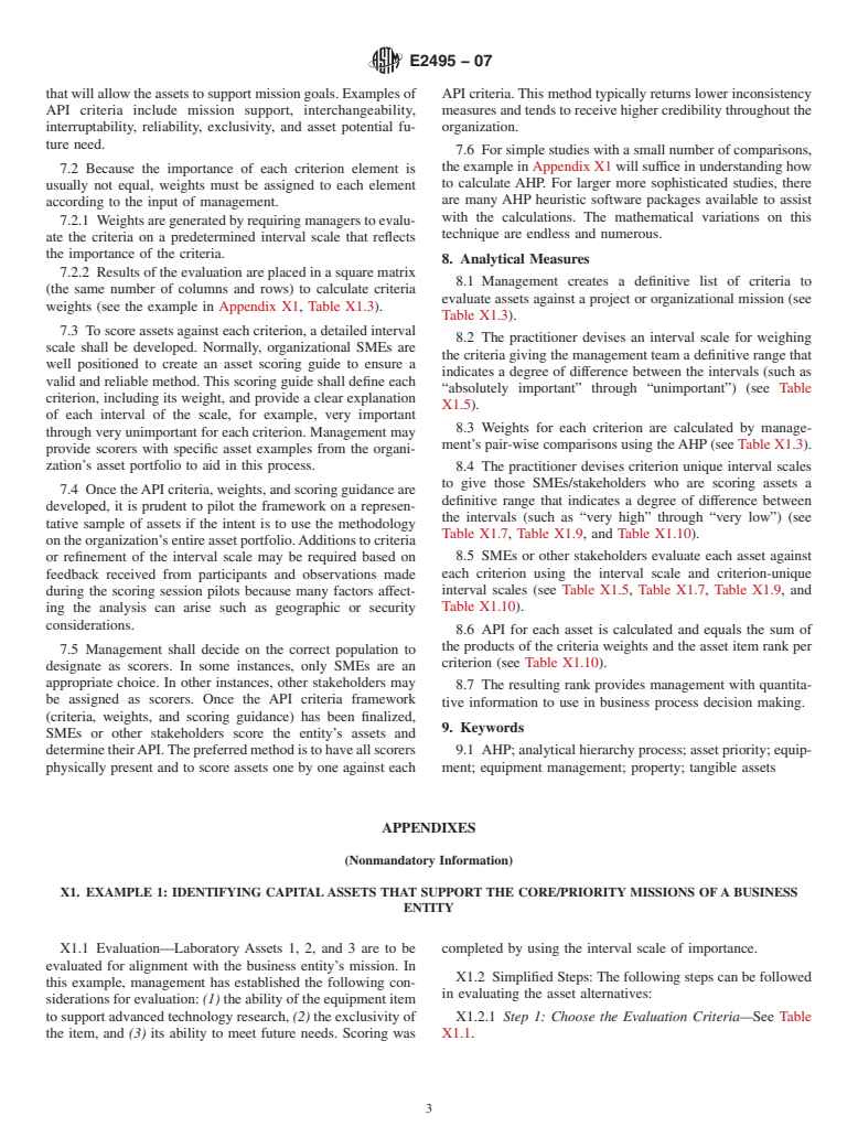 ASTM E2495-07 - Standard Practice for Prioritizing Asset Resources in Acquisition, Utilization, and Disposition