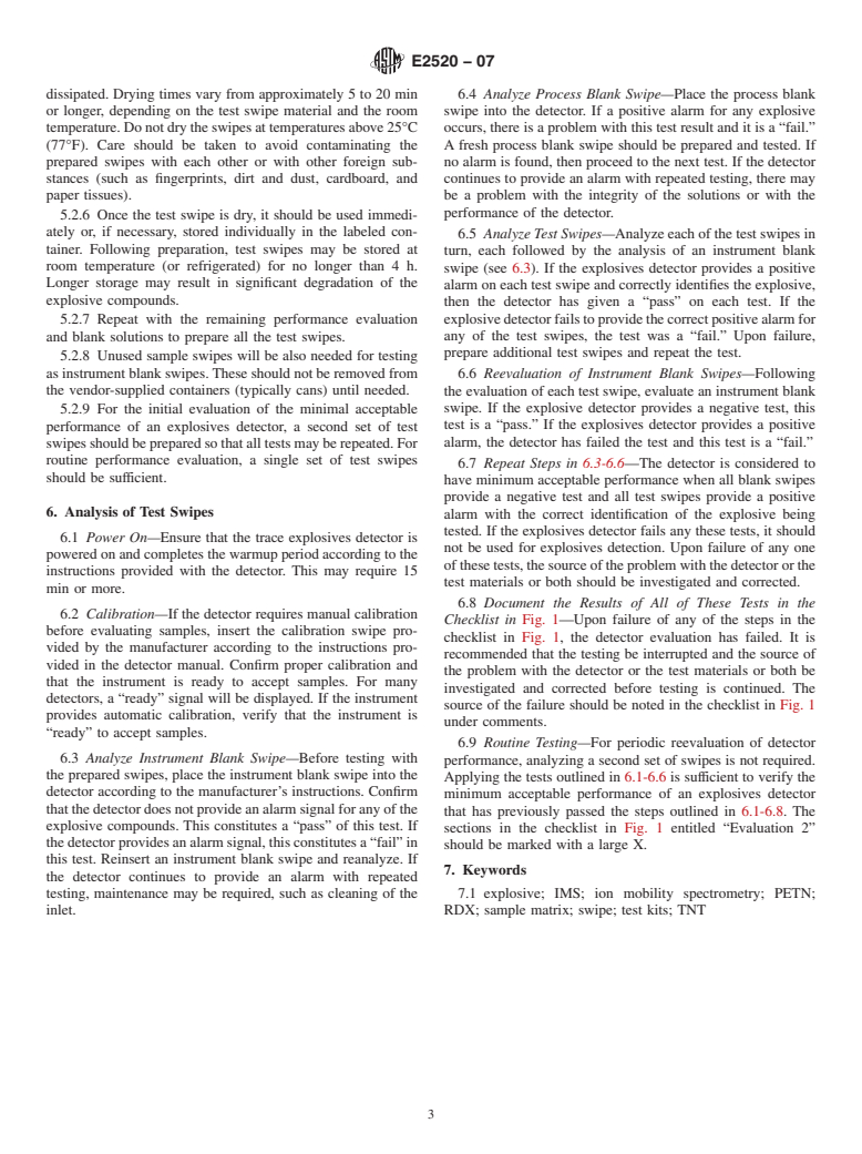 ASTM E2520-07 - Standard Practice for Verifying Minimum Acceptable Performance of Trace Explosive Detectors