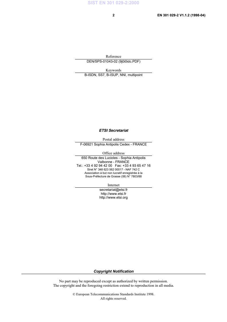 SIST EN 301 029-2:2000 PSIST EN 301 029-2:1999 - Page 4 preview