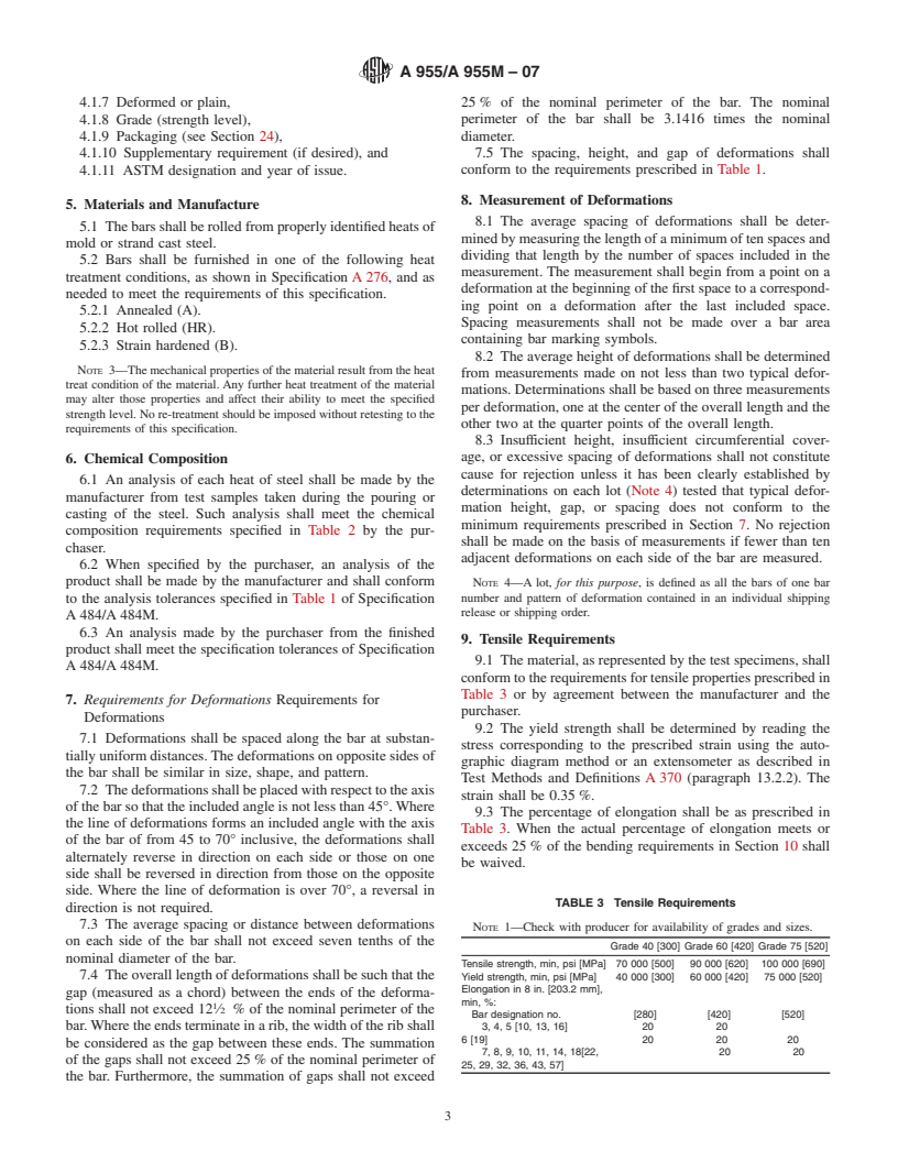 ASTM A955/A955M-07 - Standard Specification for Deformed and Plain Stainless-Steel Bars for Concrete Reinforcement