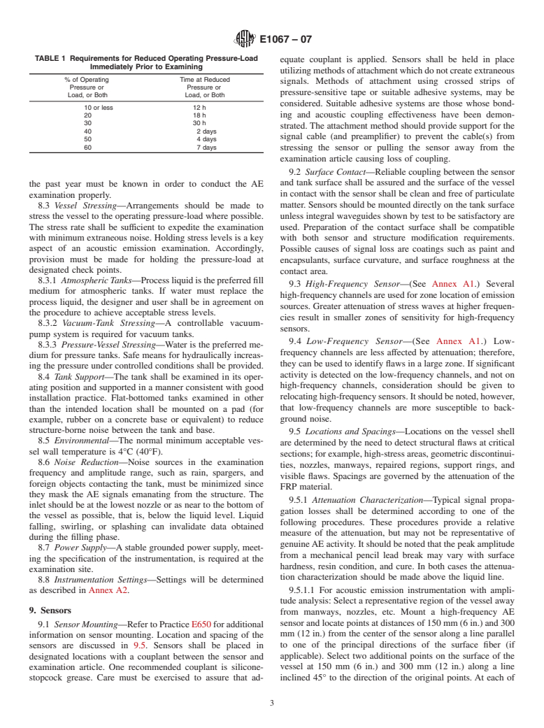 ASTM E1067-07 - Standard Practice for Acoustic Emission Examination of Fiberglass Reinforced Plastic Resin (FRP) Tanks/Vessels