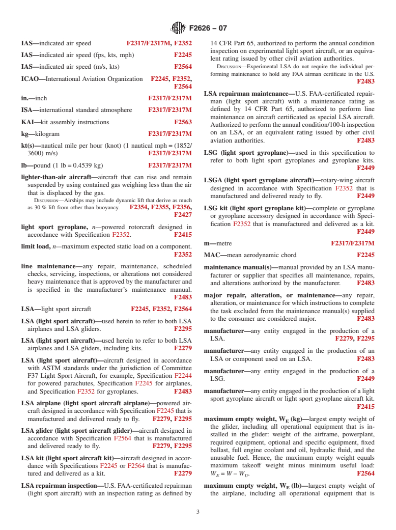 ASTM F2626-07 - Standard Terminology for Light Sport Aircraft