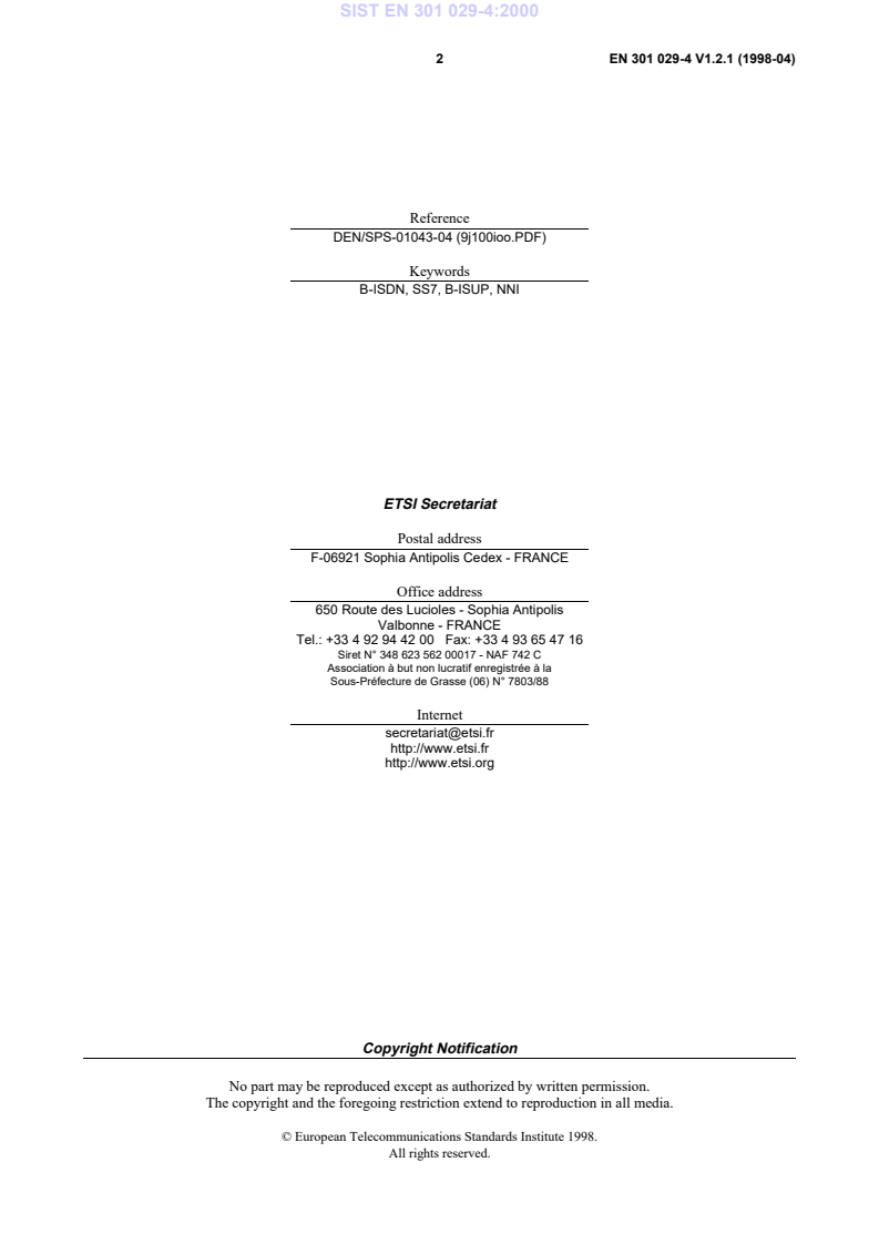 SIST EN 301 029-4:2000 PSIST EN 301 029-4:1999 - Page 4 preview