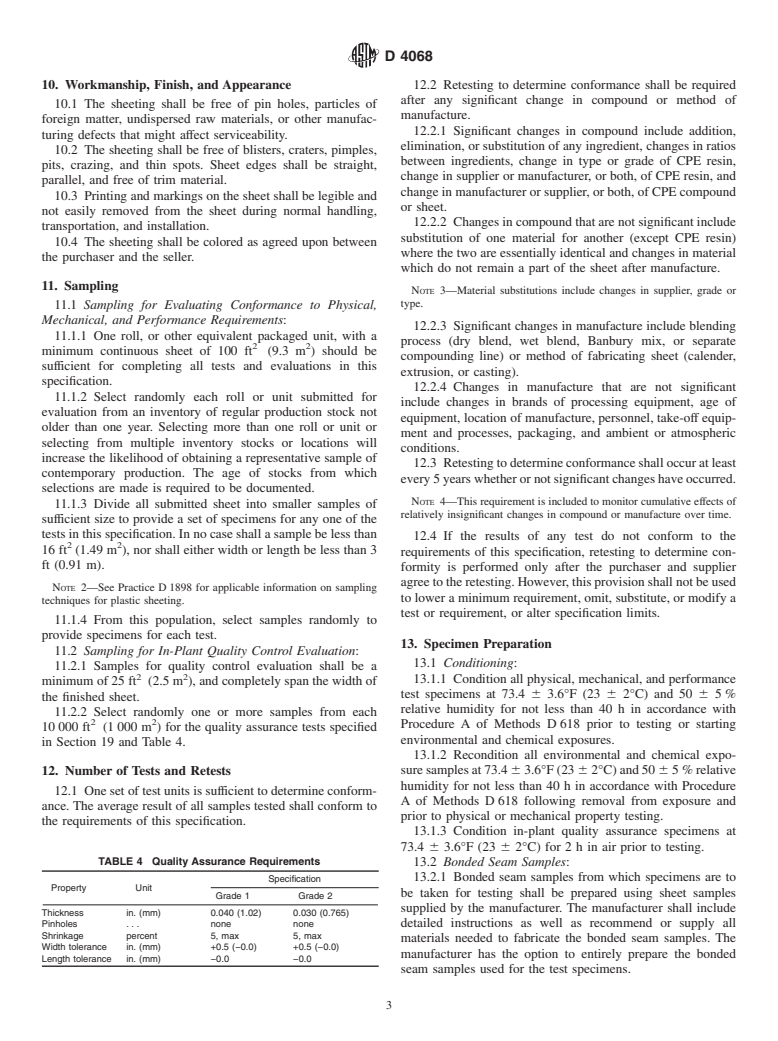 ASTM D4068-01 - Standard Specification for Chlorinated Polyethylene (CPE) Sheeting for Concealed Water-Containment Membrane