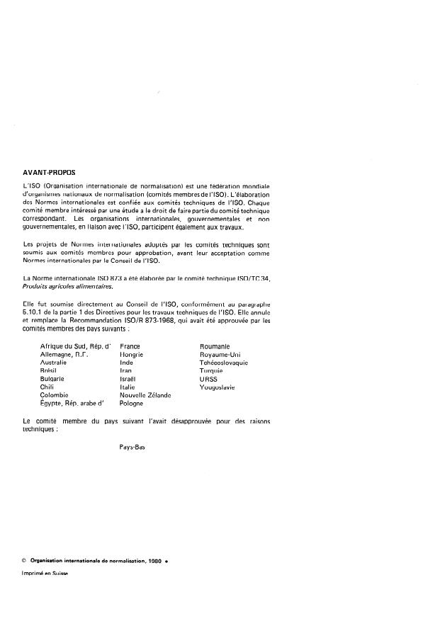 ISO 873:1980 ISO 873:1980 - Peches -- Guide pour l'entreposage réfrigéré - Page 2 preview