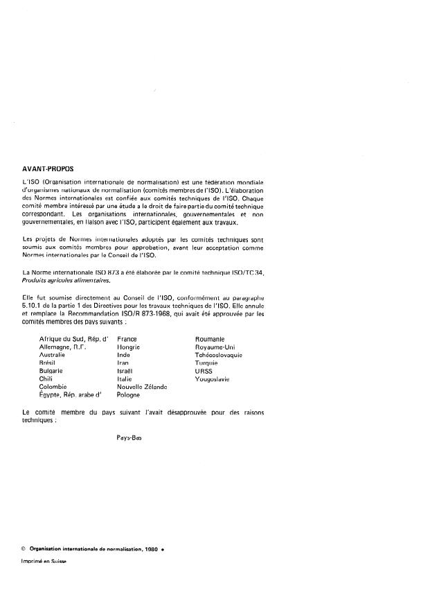 ISO 873:1980 ISO 873:1980 - Peches -- Guide pour l'entreposage réfrigéré - Page 2 preview