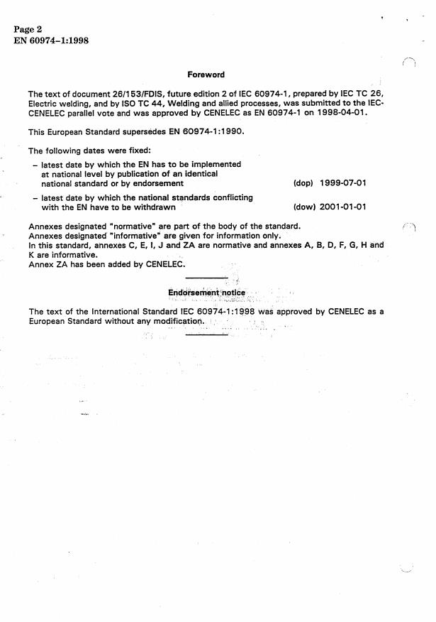 EN 60974-1:1998 EN 60974-1:2000 - Page 4 preview