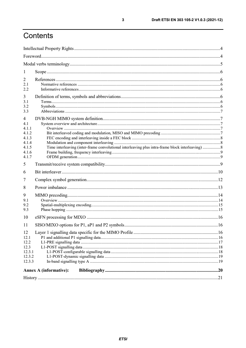 ETSI EN 303 105-2 V1.0.3 (2021-12) - Digital Video Broadcasting (DVB); Next Generation broadcasting system to Handheld, physical layer specification (DVB-NGH); Part 2: MIMO Profile