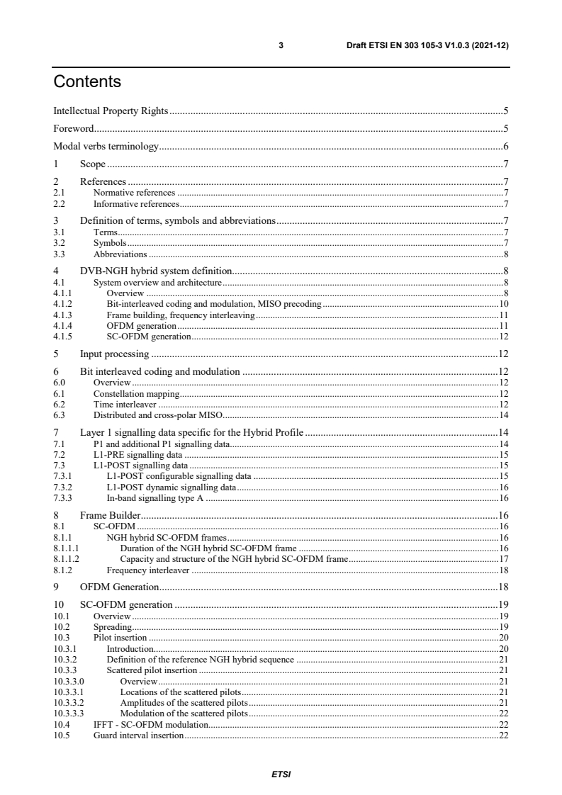 ETSI EN 303 105-3 V1.0.3 (2021-12) - Digital Video Broadcasting (DVB); Next Generation broadcasting system to Handheld, physical layer specification (DVB-NGH); Part 3: Hybrid Profile