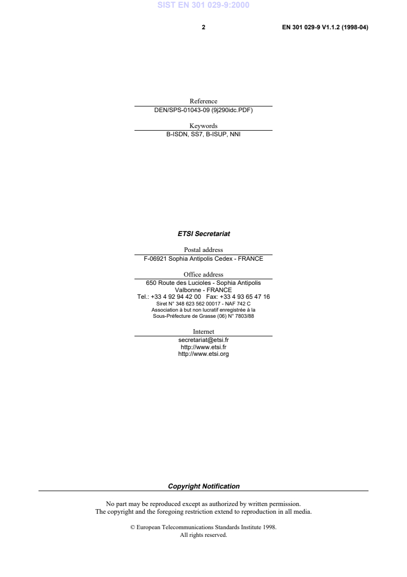 SIST EN 301 029-9:2000 PSIST EN 301 029-9:1999 - Page 4 preview