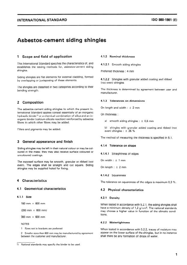 ISO 880:1981 - Asbestos-cement siding shingles