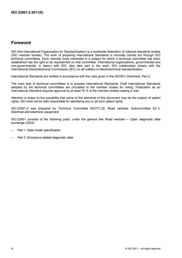 ISO 22901-2:2011 ISO 22901-2:2011 - Road vehicles -- Open diagnostic data exchange (ODX) - Page 4 preview