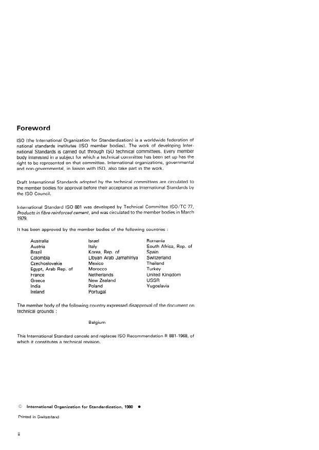 ISO 881:1980 ISO 881:1980 - Tuyaux, joints et accessoires en amiante-ciment pour canalisations d'assainissement - Page 2 preview