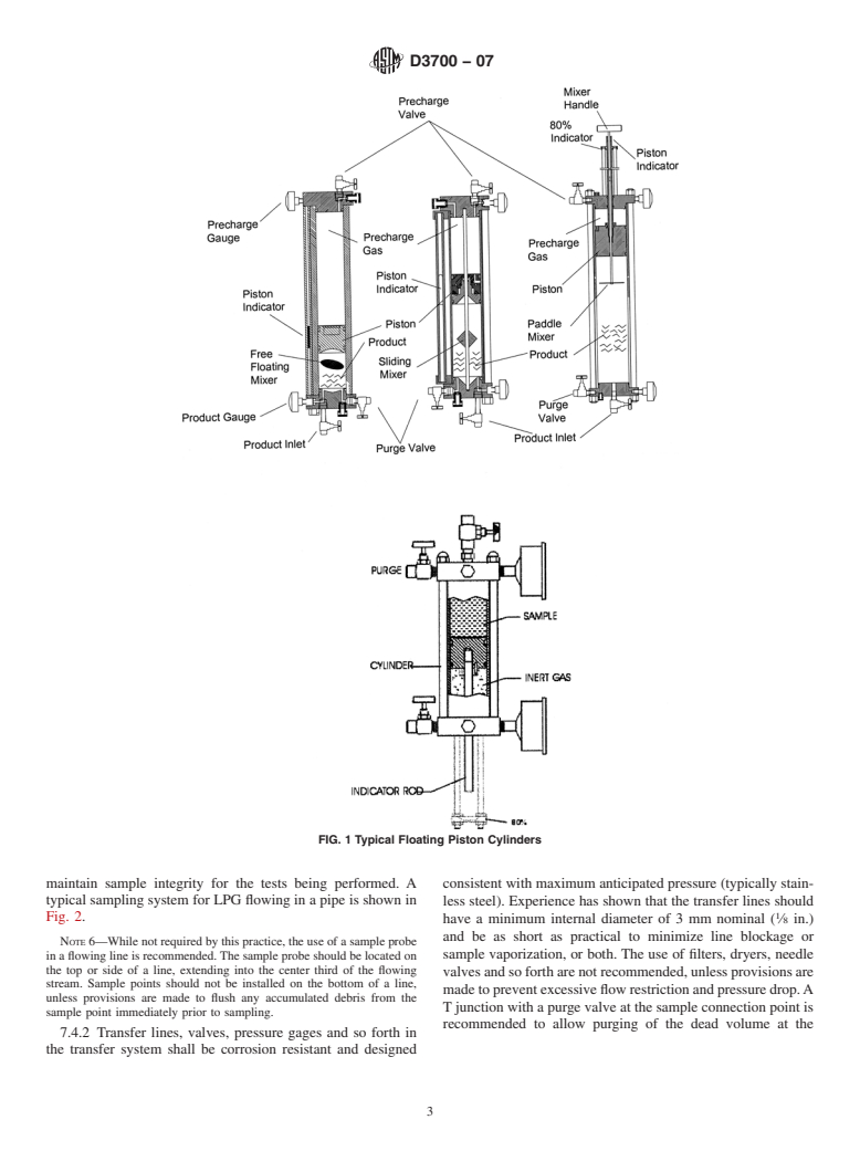 ASTM D3700-07 - Standard Practice for Obtaining LPG Samples Using a Floating Piston Cylinder