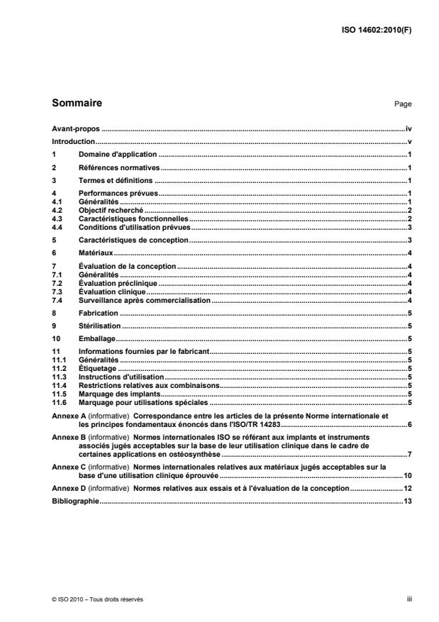 ISO 14602:2010 - Implants chirurgicaux non actifs -- Implants pour ostéosynthese -- Exigences particulieres