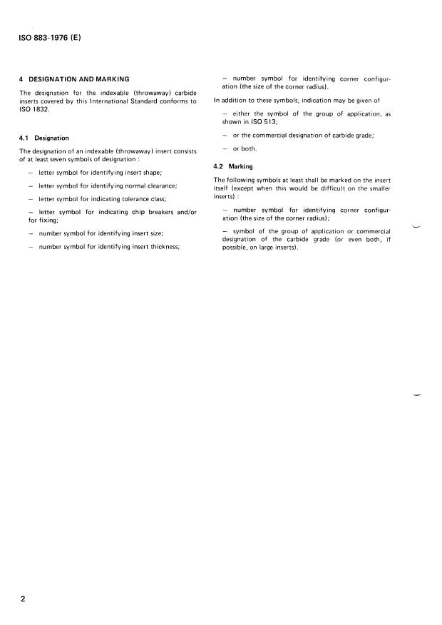 ISO 883:1976 ISO 883:1976 - Indexable (throwaway) carbide inserts without fixation hole -- Dimensions - Page 4 preview
