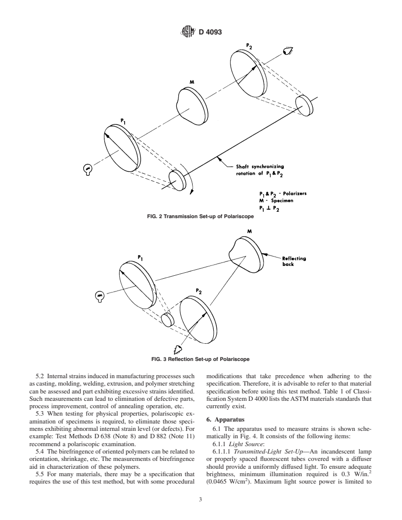 ASTM D4093-95(2001)e1 - Standard Test Method for Photoelastic Measurements of Birefringence and Residual Strains in Transparent or Translucent Plastic Materials