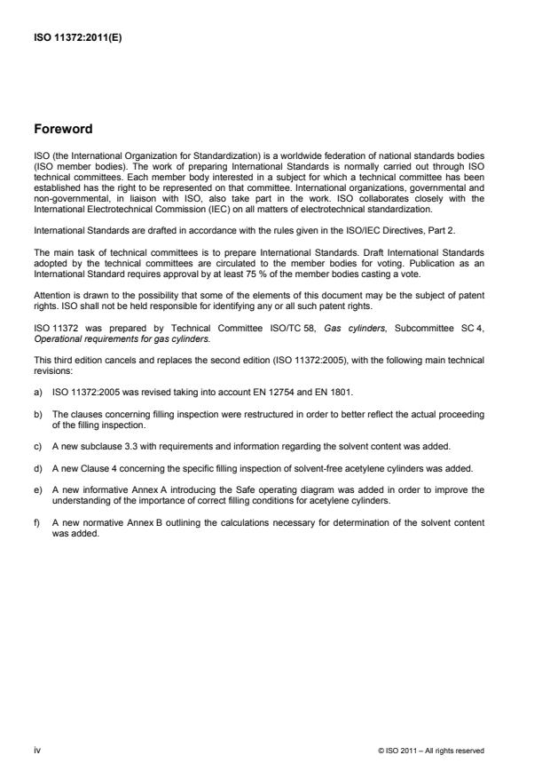 ISO 11372:2011 ISO 11372:2011 - Gas cylinders -- Acetylene cylinders -- Filling conditions and filling inspection - Page 4 preview