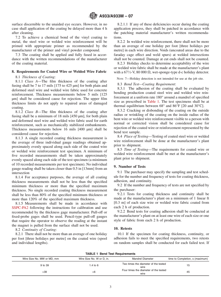 ASTM A933/A933M-07 - Standard Specification for Vinyl (PVC) Coated Steel Wire and Welded Wire Fabric for Reinforcement