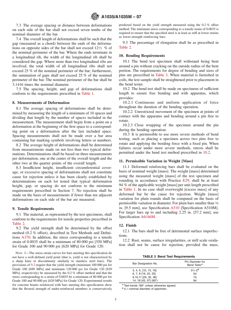 ASTM A1035/A1035M-07 - Standard Specification for Deformed and Plain, Low-carbon, Chromium, Steel Bars for Concrete Reinforcement
