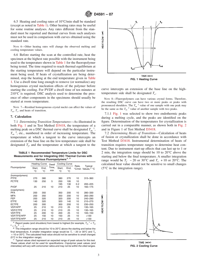 ASTM D4591-07 - Standard Test Method for Determining Temperatures and Heats of Transitions of Fluoropolymers by Differential Scanning Calorimetry