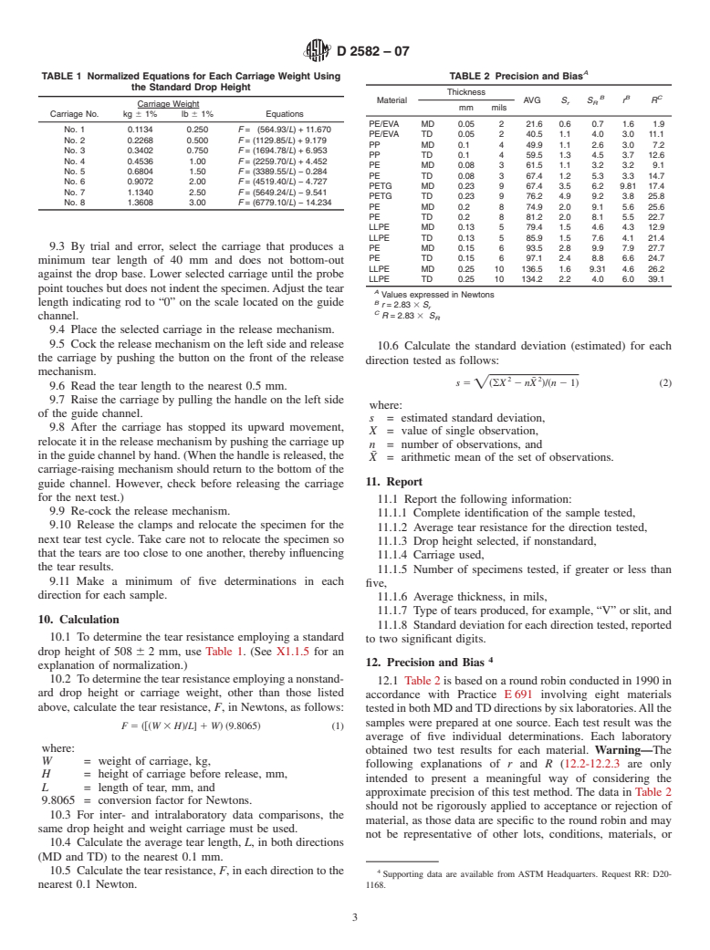 ASTM D2582-07 - Standard Test Method for Puncture-Propagation Tear Resistance of Plastic Film and Thin Sheeting