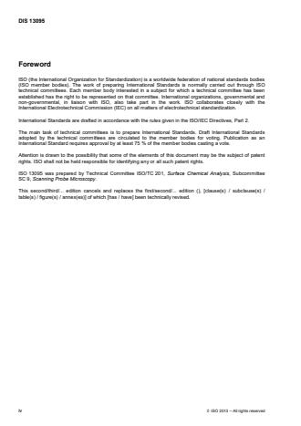 ISO 13095:2014 ISO 13095:2014 - Surface Chemical Analysis -- Atomic force microscopy -- Procedure for in situ characterization of AFM probe shank profile used for nanostructure measurement - Page 4 preview