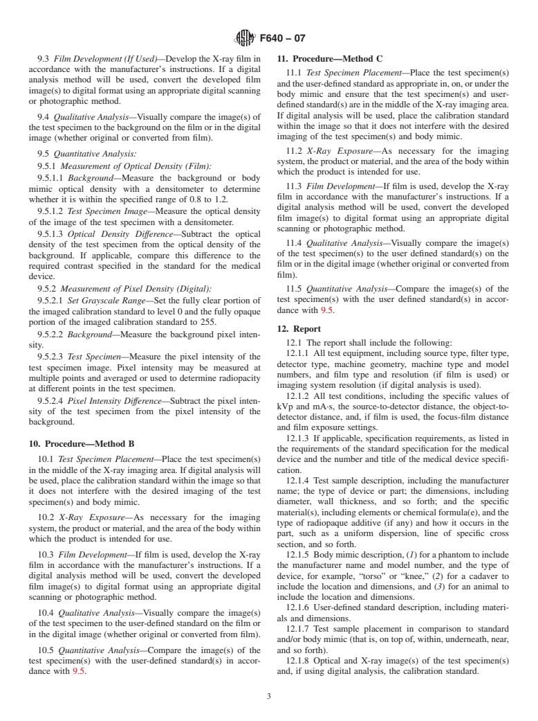 ASTM F640-07 - Standard Test Methods for Determining Radiopacity for Medical Use