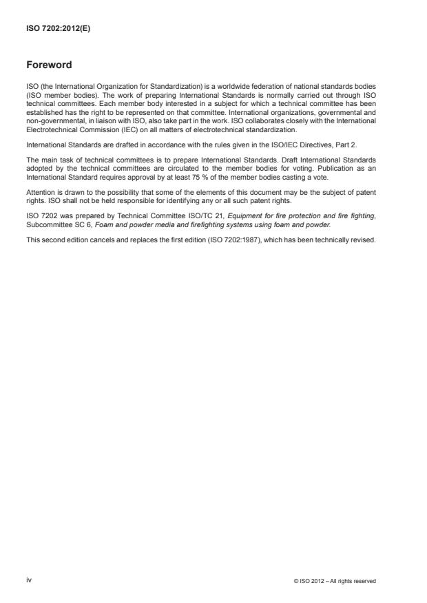 ISO 7202:2012 ISO 7202:2012 - Fire protection -- Fire extinguishing media -- Powder - Page 4 preview