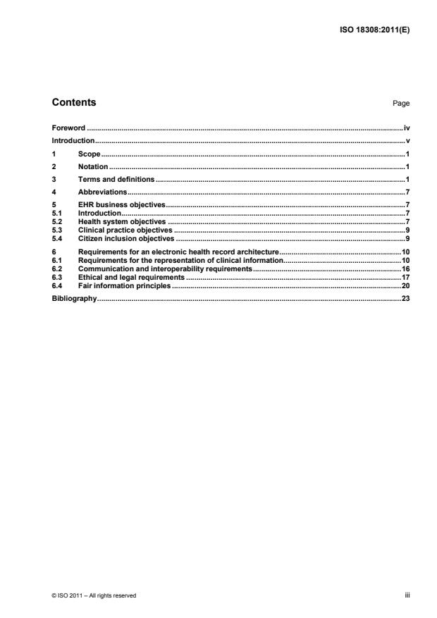 ISO 18308:2011 - Health informatics -- Requirements for an electronic health record architecture