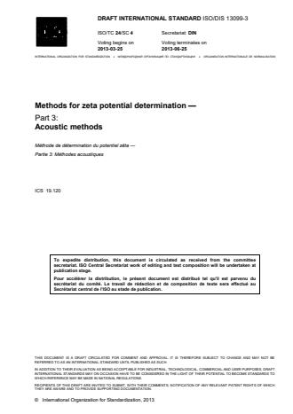 ISO 13099-3:2014 - Colloidal systems -- Methods for zeta potential determination