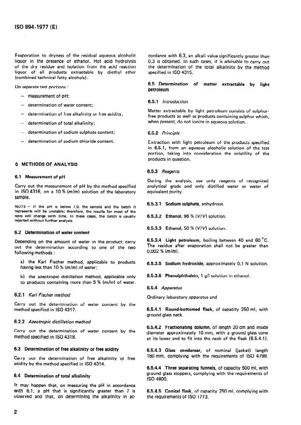 ISO 894:1977 ISO 894:1977 - Surface active agents -- Technical sodium primary alkylsulphates -- Methods of analysis - Page 4 preview