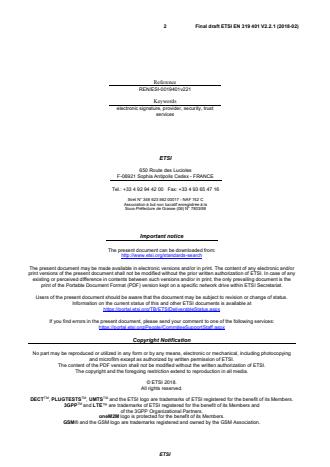 SIST EN 319 401 V2.2.1:2018 ETSI EN 319 401 V2.2.1 (2018-02) - Electronic Signatures and Infrastructures (ESI); General Policy Requirements for Trust Service Providers - Page 2 preview