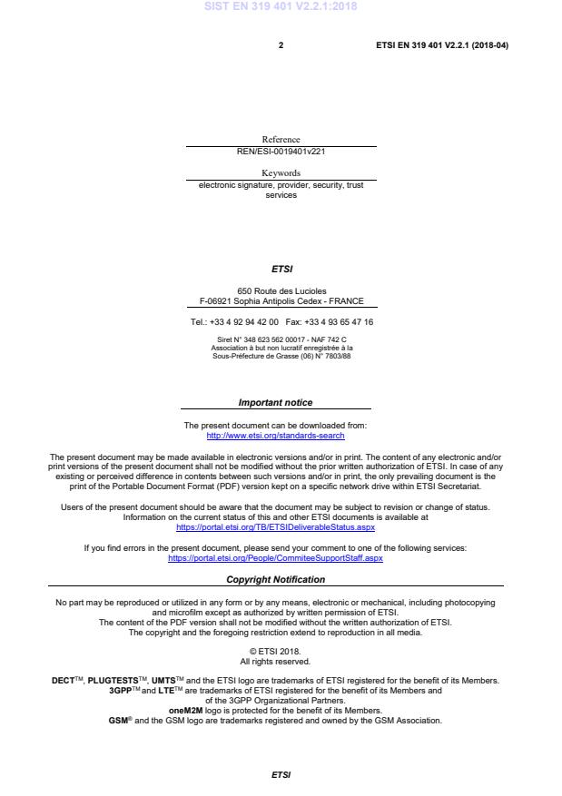 SIST EN 319 401 V2.2.1:2018 SIST EN 319 401 V2.2.1:2018 - Page 4 preview