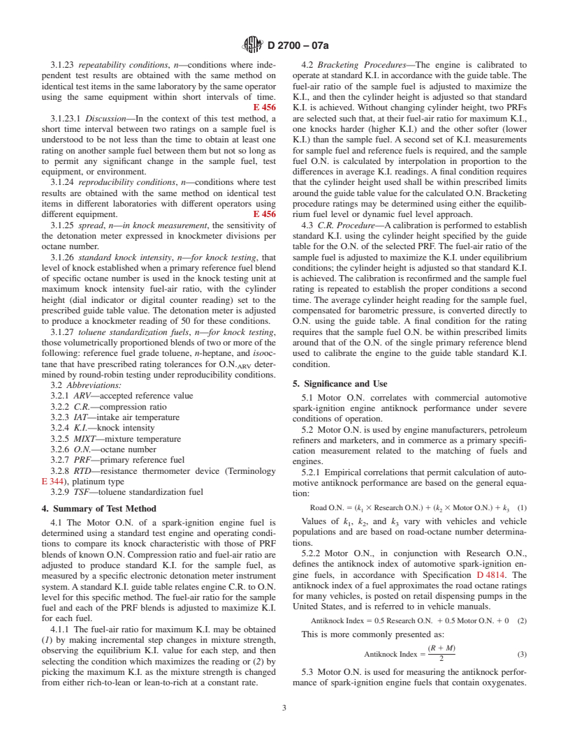 ASTM D2700-07a - Standard Test Method for Motor Octane Number of Spark-Ignition Engine Fuel