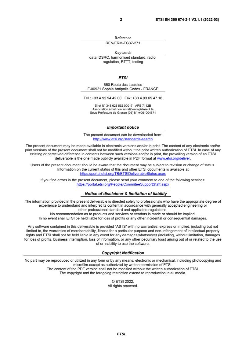 SIST EN 300 674-2-1 V3.1.1:2022 ETSI EN 300 674-2-1 V3.1.1 (2022-03) - <empty> - Page 2 preview
