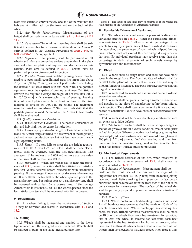 ASTM A504/A504M-07 - Standard Specification for Wrought Carbon Steel Wheels