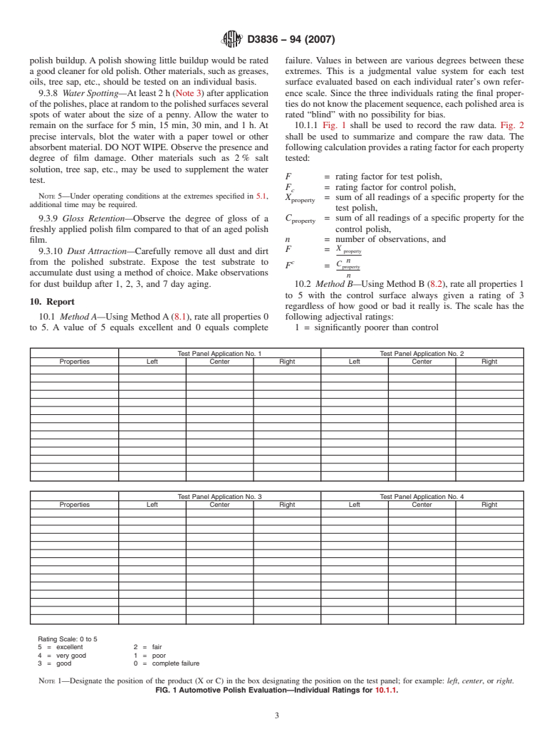 ASTM D3836-94(2007) - Standard Practice for Evaluation of Automotive Polish