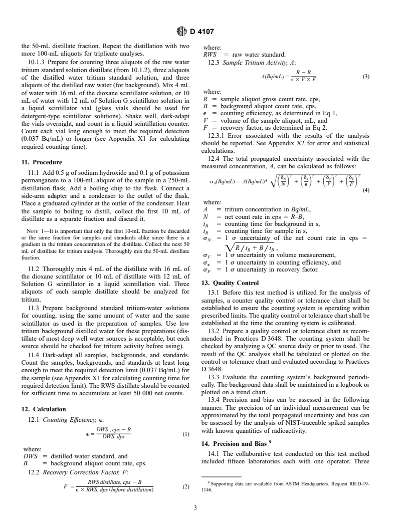 ASTM D4107-98 - Standard Test Method for Tritium in Drinking Water