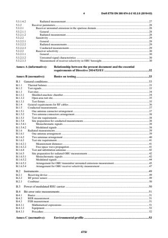 SIST EN 300 674-2-2 V2.2.1:2019 ETSI EN 300 674-2-2 V2.2.0 (2019-03) - Transport and Traffic Telematics (TTT); Dedicated Short Range Communication (DSRC) transmission equipment (500 kbit/s / 250 kbit/s) operating in the 5 795 MHz to 5 815 MHz frequency band; Part 2: Harmonised Standard for access to radio spectrum; Sub-part 2: On-Board Units (OBU) - Page 4 preview