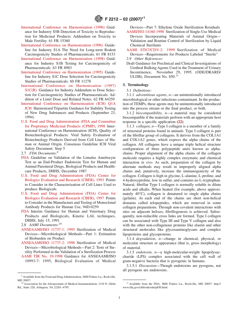 ASTM F2212-02(2007)e1 - Standard Guide for Characterization of Type I Collagen as Starting Material for Surgical Implants and Substrates for Tissue Engineered Medical Products (TEMPs)