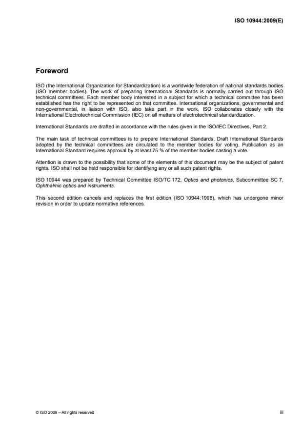 ISO 10944:2009 - Ophthalmic instruments -- Synoptophores