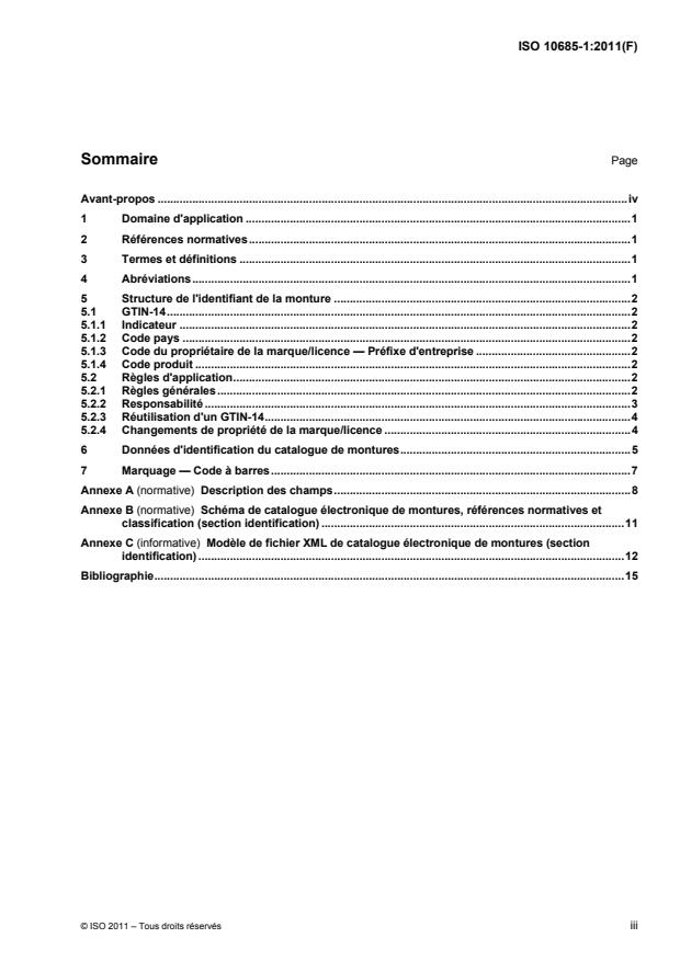 ISO 10685-1:2011 ISO 10685-1:2011 - Optique ophtalmique -- Catalogue de montures de lunettes et de lunettes de soleil et identification - Page 3 preview