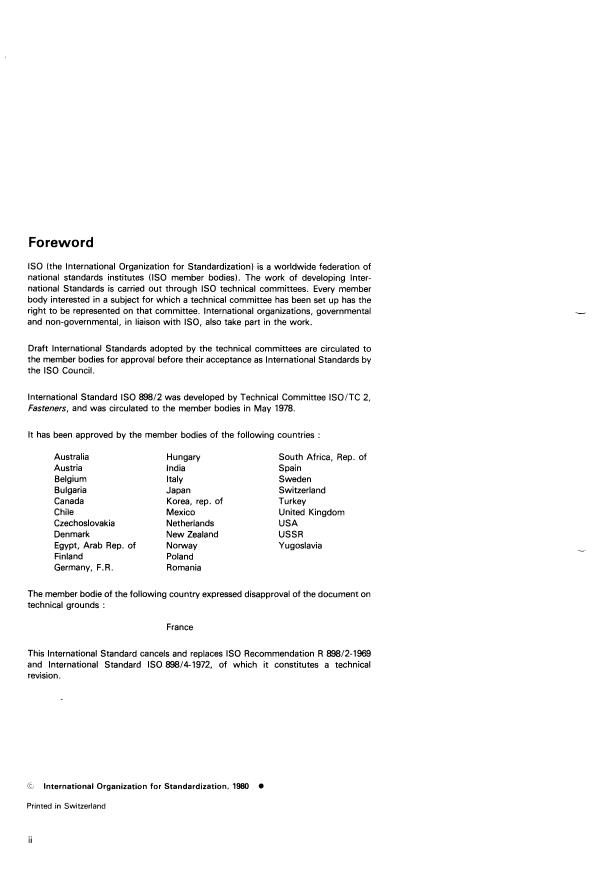 ISO 898-2:1980 ISO 898-2:1980 - Mechanical properties of fasteners - Page 2 preview